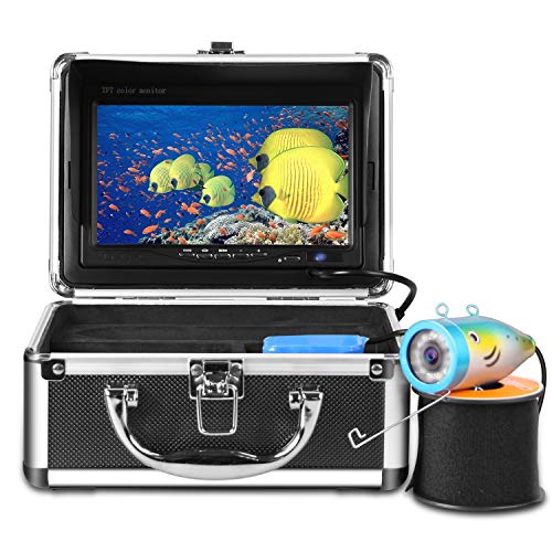 HBUDS - Videocamera Professionale per Pesca Subacquea, con Monitor LCD TFT a Colori da 7", 700 tvl CCD CCD, Lunghezza Cavo 15 m, con Custodia per Il Trasporto, Divertente per Vedere i Pesci morsi