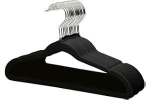 ManGotree Kids Velvet Hangers, Non-Slip Children's Clothes Hanger, Space Saving Schoolchild Hangers with Swivel Hook, 35cm Premium Felt Hanger for Coat, Suits, Shirt, Trousers (14 Pack, Black)