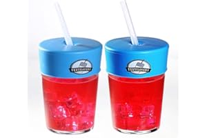 FESTILOVERS Protección de vaso antidrogas contra el Ghb y antiderrame para las fiestas y festivales. Con pajita (Azul 2). Protección del vaso en silicona