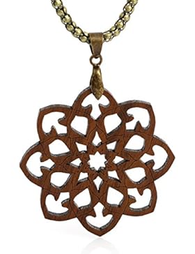 Mandala Amulett mit Halskette - Nuss Massivholz - inkl. modernem Etui