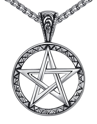 Aoiy Herren-Halskette mit Anhänger, Stern, Edelstahl, 61cm Kette, aap149