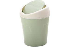 Omabeta Mini Papperskorg med Svänglock, Kompakt Skrivbordssoptunna för Hemmakontor, Premiumplast, Platsbesparande, 1 Enhet (G
