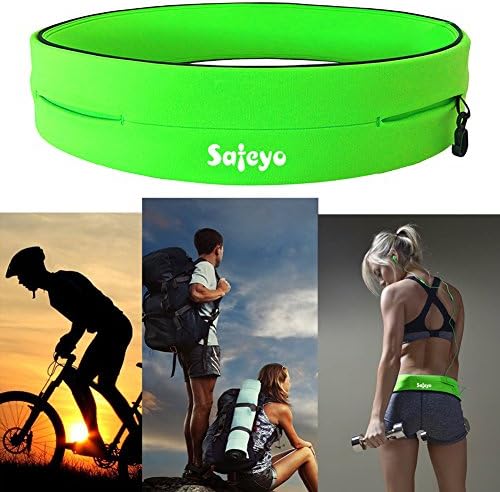 Safeyo Running Belt Fitness Belt Flip Waist Belt with Key Clip for Gym Workouts, Exercise, Cycling, Walking, Jogging, Yoga, Sport, Travel &amp; Outdoor Activities (Large, Green)