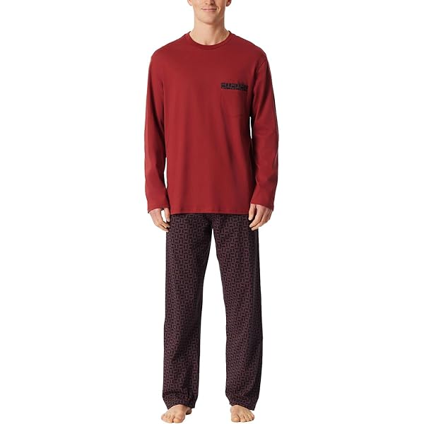Schiesser Herenpyjama, lang, met kraag, polokraag, interlock-Selected, premium warme pyjamaset, Donkergrijs-mel._182031, 48