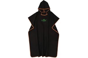 ATopoler Serviette Poncho Adulte Microfibre Serviette Changement Robe à Capuche Légère Séchage Rapide pour Surf Natation Wakeboard Plage Hommes Femmes Taille Unisexe (Noir)