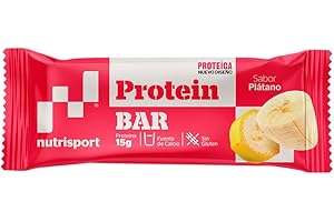 NUTRISPORT Barrita Proteica | Complemento Alimenticio | Alto Contenido en Proteínas | Suplemento para Deportistas | Sabor Plátano | 24 unidades