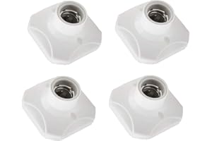BETOY 4 pcs Douille d'Ampoule en Céramique Support Base pour Lampe,Lamp Douille,E27 Plastique Base,Ronde Vis Titulaire Lumière Douille,AC 220-250V,Blanc