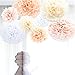 Produktbild Anokay Hochzeit Deko Set - Seidenpapier PomPoms Luftballons rund weiß altrosa champagne aprikose - Pom Pom für Hochzeitsdeko Tischdeko Geburtstagsdeko Mädchen Party Dekoration (8er Set(Groß))