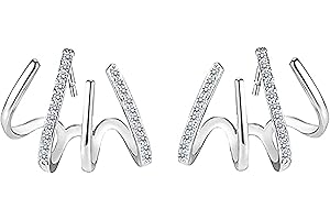 ALLEGORLY 1 Paire d'oreilles Femme dOreilles Vintage Quatre Griffe Courbées Cadeau de Fête des Mères d'anniversaire Noël Saint Valentin d'oreilles