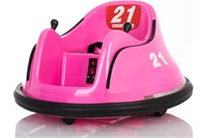EMK TRADING LTD Kids Bumper Car, 360-Degree Rotation Spin Children's Waltzer Cars with Dual Joystick, Remote Control, Colorful Flashing Lights and Music, Battery Powered Ride on Toy for Boys Girls (Pink)