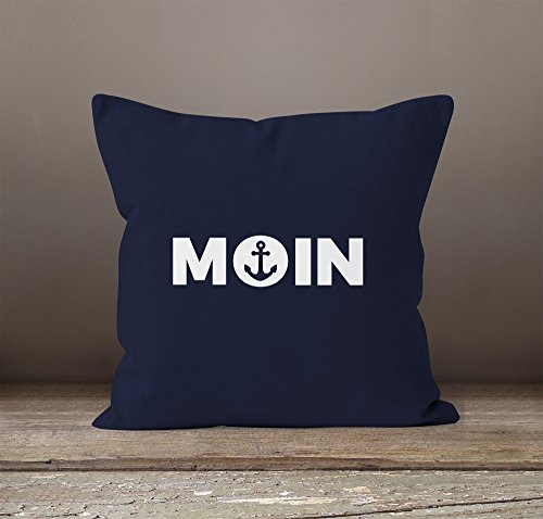 Maritmer Kissenbezug Moin mit Anker Deko-Kissen MoonWorks? navy Pullover - 2