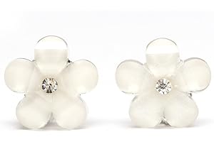IDIN JEWELLERY Idin Clip-on Earrings - White flower with rhinestone clip-on earrings