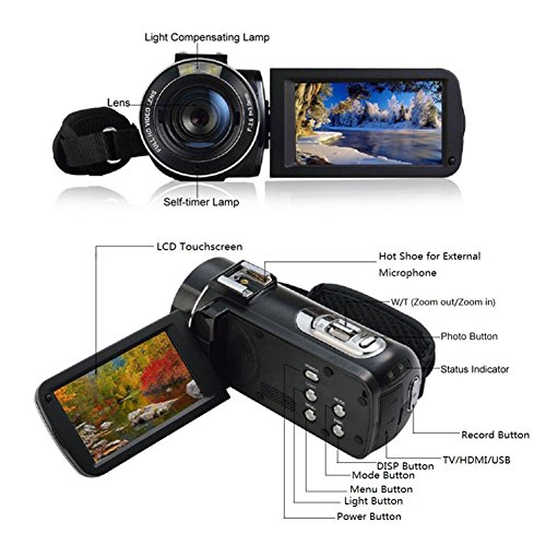 LWD-1080p-Full-HD-Wifi-Digital-Video-Camera-30FPS-24MP-16X-Zoom-Digital-Video-Camera-with-External-MIC-Digital-Camcorder-with-Professional-Camera-Mounted-Shotgun-Boom-Microphone