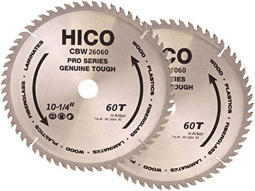 Preisvergleich Produktbild 2er-Pack HICO Sägeblatt für Kreissägen 260mm 60 Zähne Wechselzahn Hartmetall