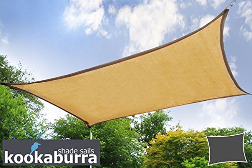 Kookaburra 3m x 2m Rectangle 320gsm Knitted Sun Sail Shade Canopy 93.3% Commercial Grade UV Block (Sand)
