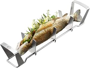 GEFU Fish Rack Fischhalter BBQ, Fischbr&auml;ter zur Zubereitung von Dorade, Forelle und Makrele, f&uuml;r Gas- und Kohlegrill