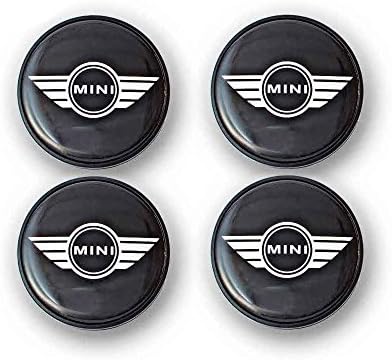 SET OF 4 MINI WINGS LOGO CENTRE CAPS WHEEL HUB ALLOY EMBLEM BLACK 54mm