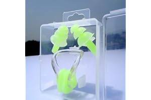 VOANZO 4 Pezzi Tappi per Le Orecchie da Nuoto in Silicone per Set di Tappi per Le Orecchie e Clip per Naso per Bambini, Impermeabili e Confortevoli per Bambini Ragazze Ragazzi Neonati (Verde)