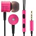 Produktbild Saxonia Kopfhörer In-Ear Stereo Headset Ohrhörer mit Mikrofon Nylon Kabel | 3,5mm Klinkenstecker (Klinke) Pink