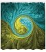 Produktbild ABAKUHAUS Duschvorhang, Ying Yang Zen Östlichen Spirale Psychedelische Figur mit Sonnigen Seite Asiatischen Ethnischen, Wasser und Blickdicht aus Stoff mit 12 Ringen Bakterie Resistent, 175 X 200 cm