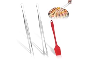 SNAGAROG 2 PCS Pince à Barbecue en Acier Inoxydable 30CM, Pince à Grillades, Pince de Cuisine en Acier Inoxydable, Pince à Grille Pain, Pince de Cuisine Inox Professionnelle pour Barbecue Pique-Nique