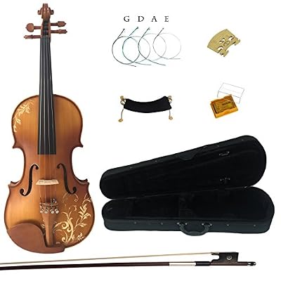 Kinglos 4/4 Fleur Sculptée Bois Massif Violon Trousse Raccords Ebène - DH003