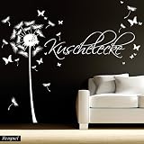 Wandtattoo Loft Wandaufkleber Pusteblume Schmetterling mit Ihrem Wunschtext/ bis zu 15 Wörter frei wählbar / 54 Farben / 3 Größen / dunkelgrau / 1,14 m Höhe x 3,59 m Breite - 6