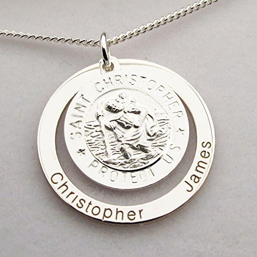 Sterling Silver Personalised 3D St Christopher Family Pendant With Optional Chain
