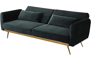 Habitat et Jardin Sofá Cama/Clic clac Terciopelo - Donia - 3 plazas - Verde Oscuro