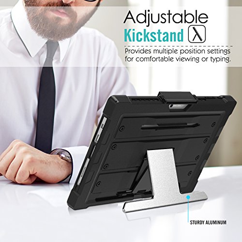 MoKo Microsoft Surface Pro 4 Hülle mit Stand – hartem Polycarbonat Protector mit faltbarer Aluminum Standplatz-Abdeckungs-Fall Kickstand Tasche Schutzhülle Case für Surface Pro 4 12.3 Zoll, Schwarz - 5