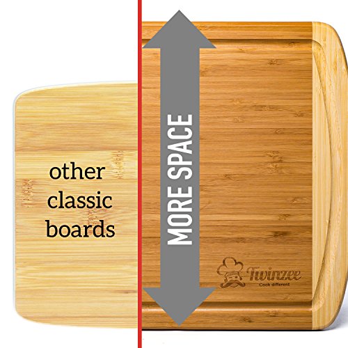 Extragrosses Bio Bambus Schneidebrett mit Rille – Erstklassiges Tranchierbrett für die Küche - 4