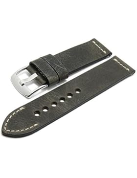 Meyhofer Uhrenarmband Amberg 22mm dunkelgrau Leder Vintage-Look helle Naht Made in Germany MyFcklb362/22mm/dgrau/hN
