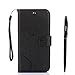 Price comparison product image Alfort Galaxy A5 2017 Case, Galaxy A5 2017 Cover, Premium PU Leather Embossed Butterfly Flip Galaxy A5 2017 Phone Case with Stand Magnetic Closure for Samsung Galaxy A5 2017 (Black) + Stylus Pen