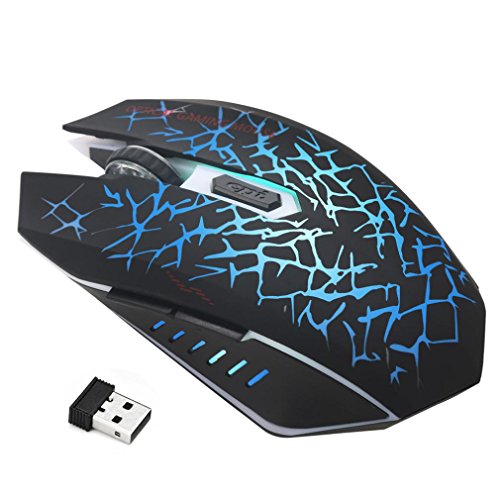 Preisvergleich Produktbild Bescita Wireless Gaming Maus, Wiederaufladbare Wireless Silent Mouse LED Hintergrundbeleuchtung USB Optical Ergonomic Mouse mit Ladekabel