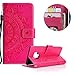 Produktbild Heiß Rosa Brieftasche für Samsung Galaxy A6 2018,Gurt Leder Handyhülle für Samsung Galaxy A6 2018,Moiky Ziemlich Jahrgang Mandala Blume Geprägt Klappbar Stoßdämpfende Stand Handytasche