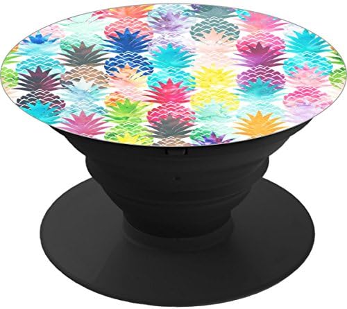 Multi-Function Pop Out Phone Grip and Stand, Socket Mobile Holder for your Phone &amp; Tablet - hawaiian pineapple pattern tropical watercolor