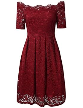 YesFashion Damen Kleid Spitzenkleid Abendkleid Partykleid Knielang A-Linie