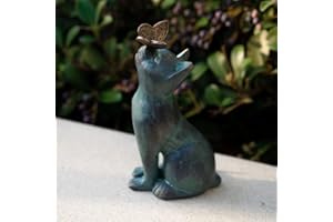 LABSTANDARD Statue de jardin en forme de chat et de papillon - Jouet curieux avec papillon - Cadeau décoratif pour patio, terrasse, pelouse, porche