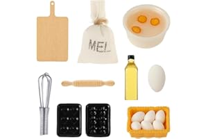 Fivtsme Miniatur Wichtel Zubehör, 15 Stück Mini Puppenhaus Zubehör, Wichtel Zubehör Backen, Miniatur Eier Milchbrot Mehlbeutel, Miniatur Tisch Küchenmöbel Puppenhaus Dekor