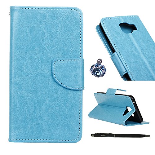 Samsung Galaxy A5 ( 2016 ) Schutzhülle Leder Hülle, Alfort 3 in 1 Flip Fashion Design Dual Use Falten Premium PU Leder Flip Mappen Kasten Abdeckung für Samsung Galaxy A5 / A510F ( 2016 ) 5.2" ( Blau ) + Netter Staub Stecker + Schwarz Stylus Pen