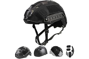 LEJUNJIE PJ Casco Tattico Paintball Airsoft Casco Militare FAST con Staffa NVG e Binario di Guida Iaterale