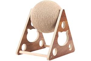 Prevessel Katzen-Kratzspielzeug mit Sisalball, Katzenklettergerüst Haustierspielzeug, Holz Katzenkratzspielzeug mit Ball, Interaktives Katzenkratzer Ball Spielzeug Indoor Große