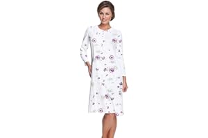 e.FEMME® Damska koszula nocna Kate 1029, długi rękaw, 100% bawełna