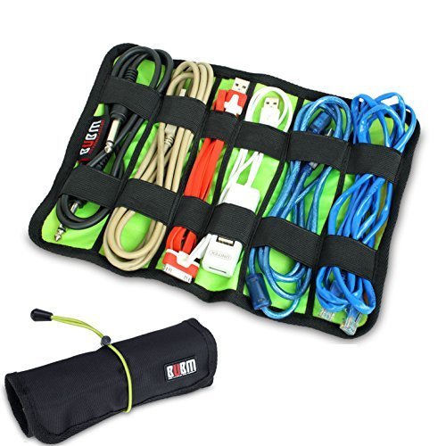 Wrap Universaltasche Tasche für Zubehör wie Kabel und Stift Organisator (Groß, Schwarz)