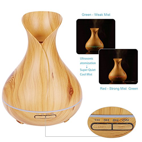 NexGadget Design Aroma Ultraschall Luftbefeuchter Raumbefeuchter Holzmaserung Style LED-Farbwechsler Diffuser 400ml Humidifier Duftzerstäuber Essential Oil Diffuser Purifier für Schlafzimmer Büro Kinderzimmer SPA Massage - 4