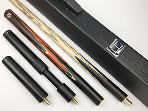 Ash 57" Handmade 3/4 piece Snooker Cue,6" Mini-Butt and Extension,Black or White Leather Case,Lancer YP (FBA)