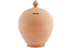 Home 1924421 Casalinghi Porcellana Salvadanaio Tondo Grezzo, Marrone, 20 cm