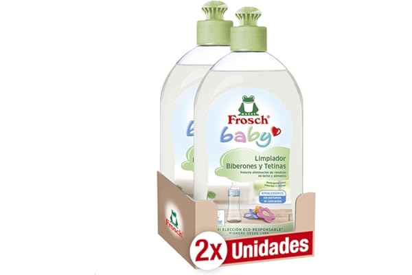 Frosch Baby - Limpiador de Biberones y Tetinas, Elimina Restos de Leche y Comida, Producto Hipoalergénico y Ecológico - Pack de 2 Unidades x 500 ml
