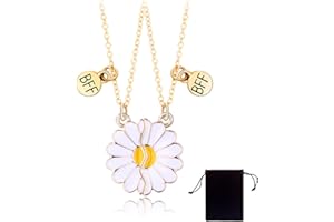 AIYVELU 2 Stück Gänseblümchen Halskette Set, Frauen Silber Freundschaft Halskette, Halskette Blume Gänseblümchen Anhänger, Mode-Schmuck Halskette, Schmuck Geschenk für BFF, beste Freunde