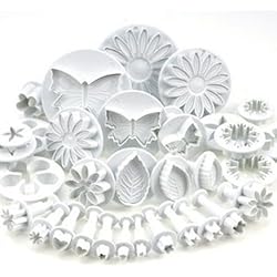 Ensemble de 33 ustensiles pour décoration de gâteau / emporte-pièces avec poussoirs/ tampons fleurs, feuilles et diverses formes par DIKIT TM